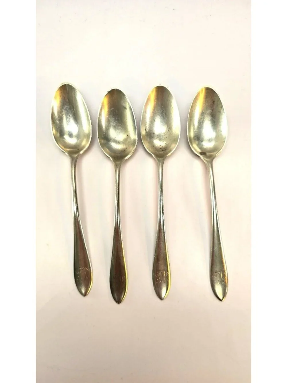 Sterling Silver Monogrammed Teaspoons Set Of 4 Antique Vintage CM2265